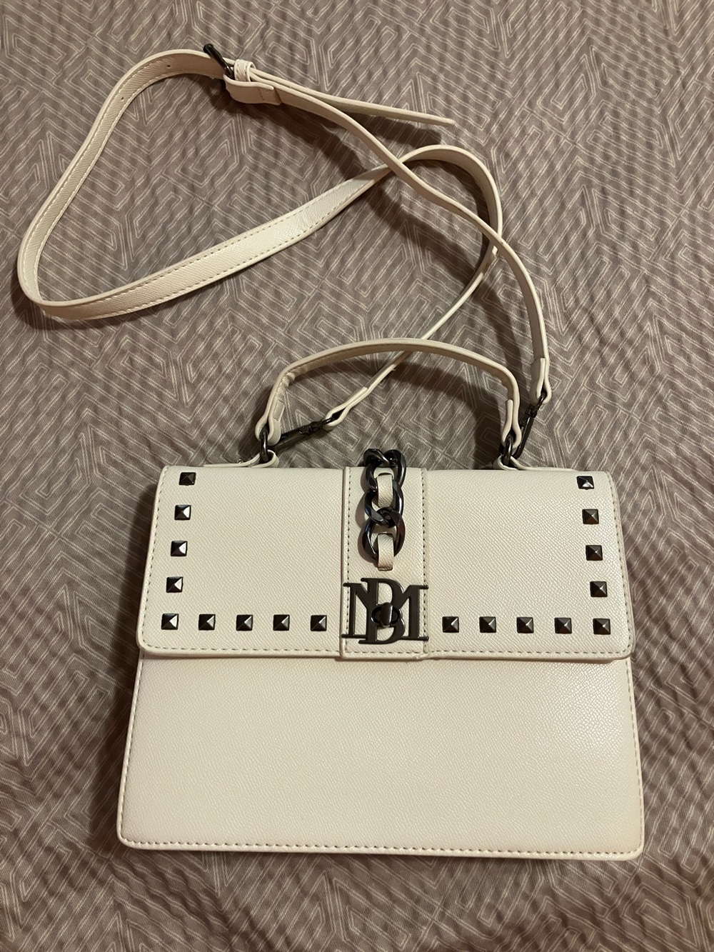 Off-White Stud-Trim Top Handle Crossbody Bag by Bartley Mischka‎